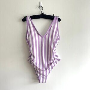 NWT Kona Sol Coquette Retro Lilac V-neck One Piece Bathing Suit